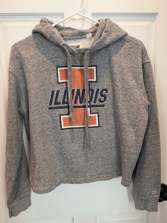 Tailgate Tops - Illinois Gray Cropped Hoodie with Orange Logo